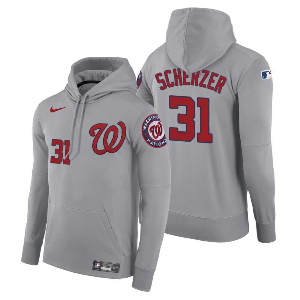 Men Washington Nationals 31 Scherzer gray road hoodie 2021 MLB Nike Jerseys Men Washington Nationals 31 Scherzer gray road hoodie 2021 MLB Nike Jerseys